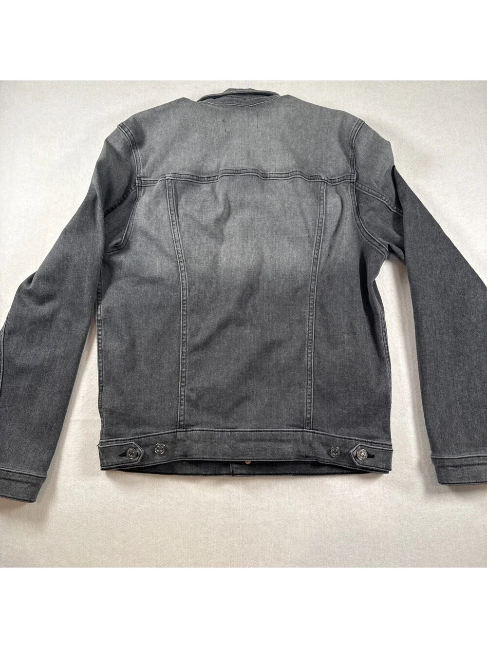 7 For All Mankind Distressed Black Faded Denim Jean Jacket Mens Medium Pre Owned